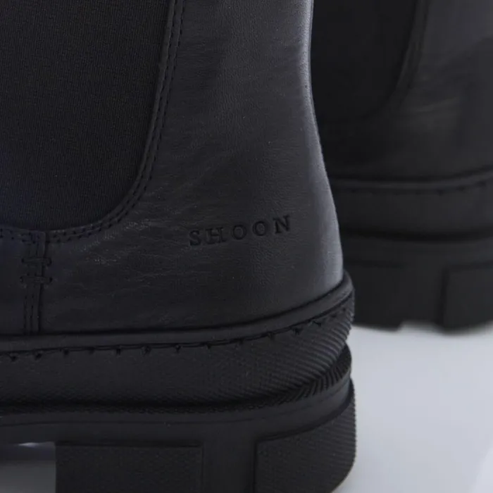 Women Moda In Pelle Chunky Boots Shoon Sh Boulder Black Leather