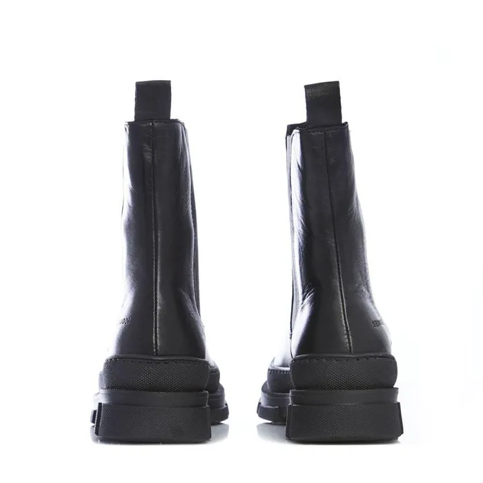 Women Moda In Pelle Chunky Boots Shoon Sh Boulder Black Leather