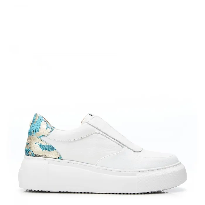 Women Moda In Pelle Chunky Trainers Althea White Leather