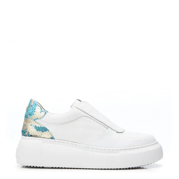 Women Moda In Pelle Chunky Trainers Althea White Leather