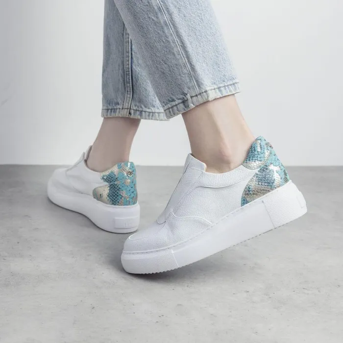 Women Moda In Pelle Chunky Trainers Althea White Leather
