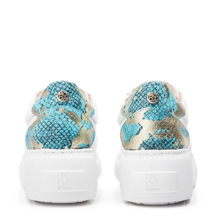 Women Moda In Pelle Chunky Trainers Althea White Leather