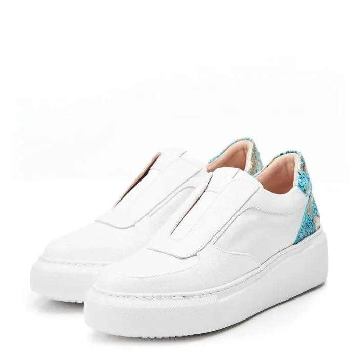 Women Moda In Pelle Chunky Trainers Althea White Leather