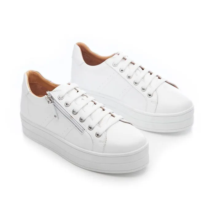 Women Moda In Pelle Chunky Trainers Bsoleful BGlazie White Leather