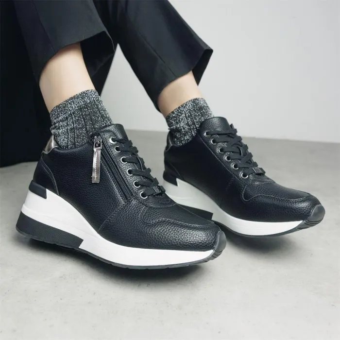 Women Moda In Pelle Chunky Trainers Claudie Black Porvair