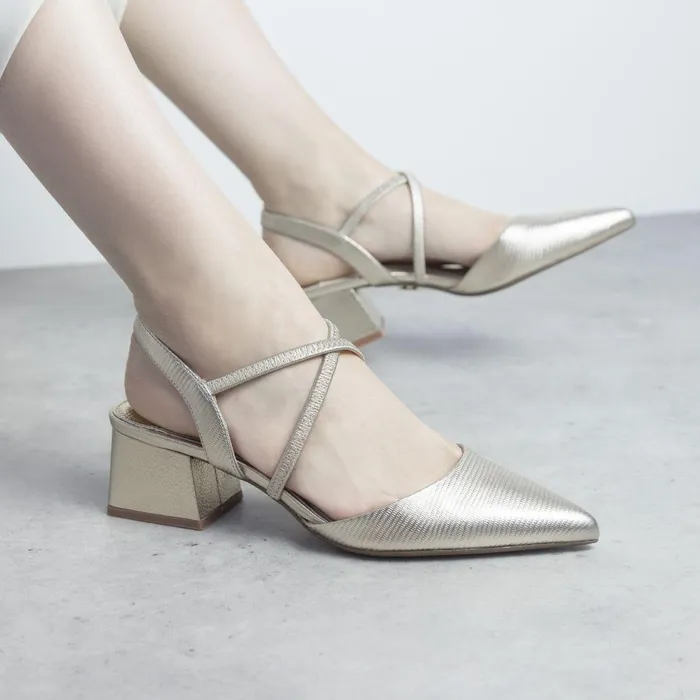 Women Moda In Pelle Court Shoes Caydence Gold Lizard