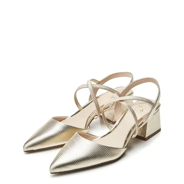 Women Moda In Pelle Court Shoes Caydence Gold Lizard