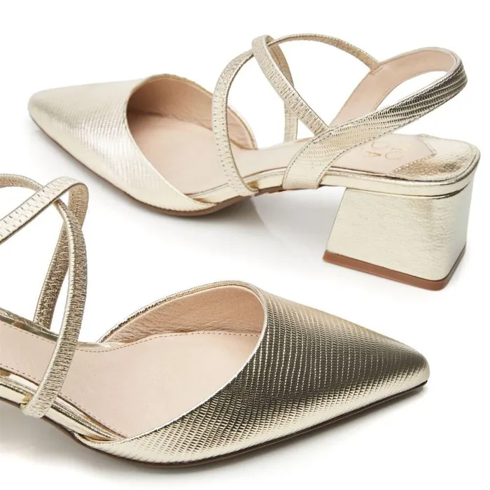 Women Moda In Pelle Court Shoes Caydence Gold Lizard
