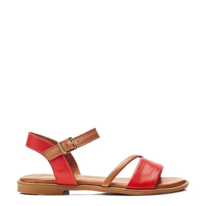 Women Moda In Pelle Flat Sandals Bsoleful BSofti Red Leather