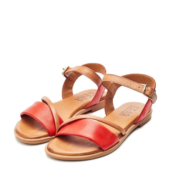 Women Moda In Pelle Flat Sandals Bsoleful BSofti Red Leather