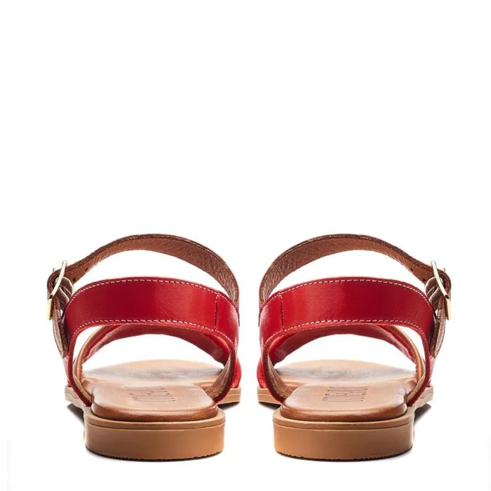 Women Moda In Pelle Flat Sandals Bsoleful BSofti Red Leather