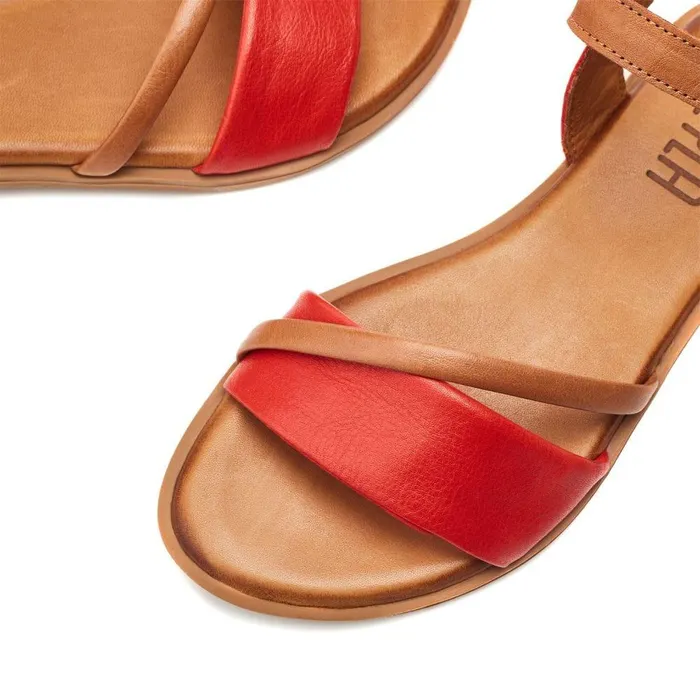 Women Moda In Pelle Flat Sandals Bsoleful BSofti Red Leather