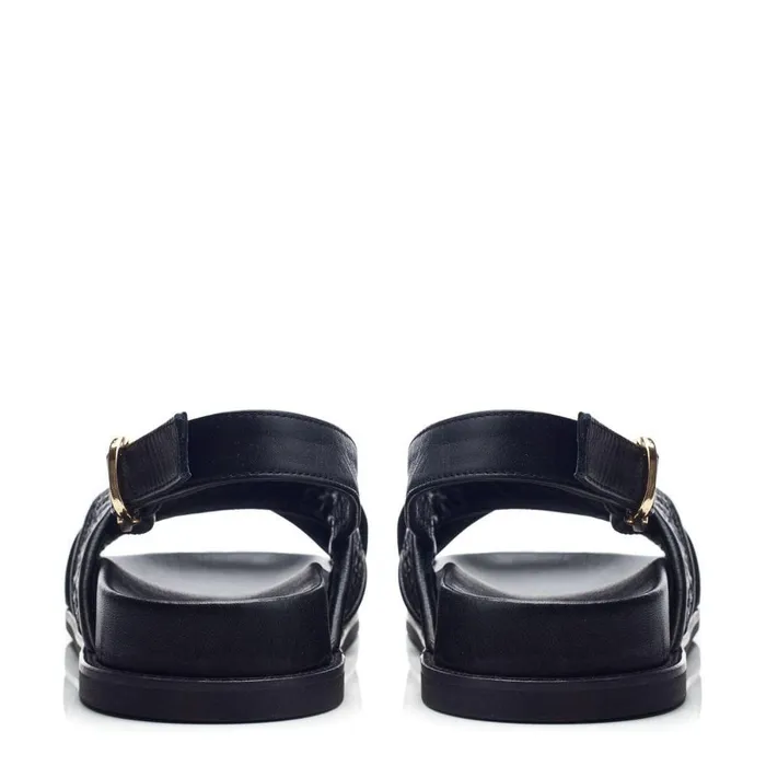 Women Moda In Pelle Flat Sandals Olympe Black Leather
