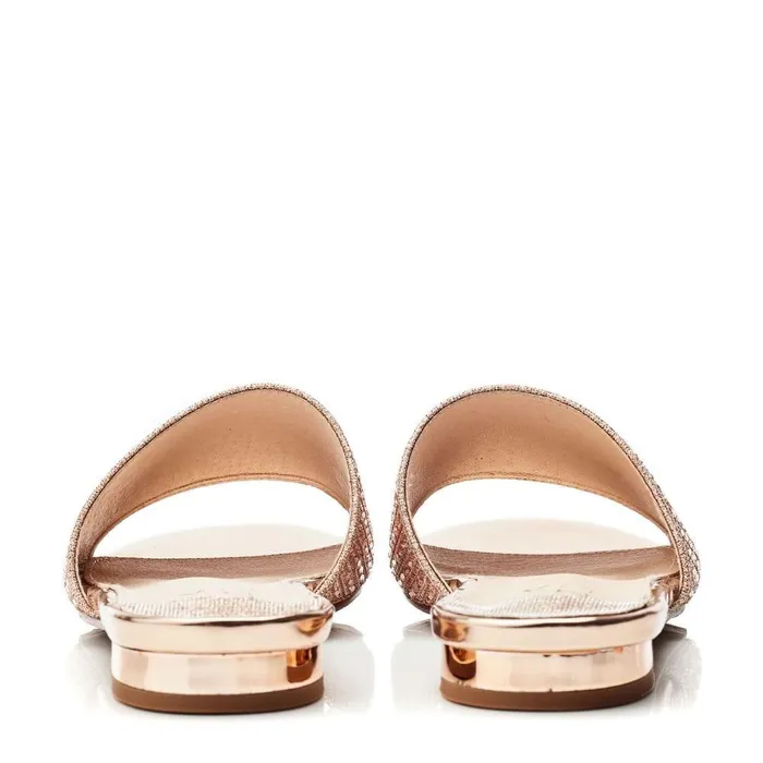 Women Moda In Pelle Flat Sandals Omiley Rose Gold Textile