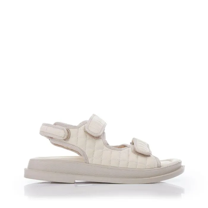 Women Moda In Pelle Flatform Sandals Bsoleful BLayton Beige Leather