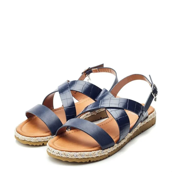 Women Moda In Pelle Flatform Sandals Neyma Navy Porvair