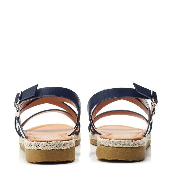 Women Moda In Pelle Flatform Sandals Neyma Navy Porvair