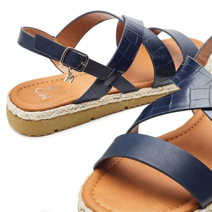 Women Moda In Pelle Flatform Sandals Neyma Navy Porvair