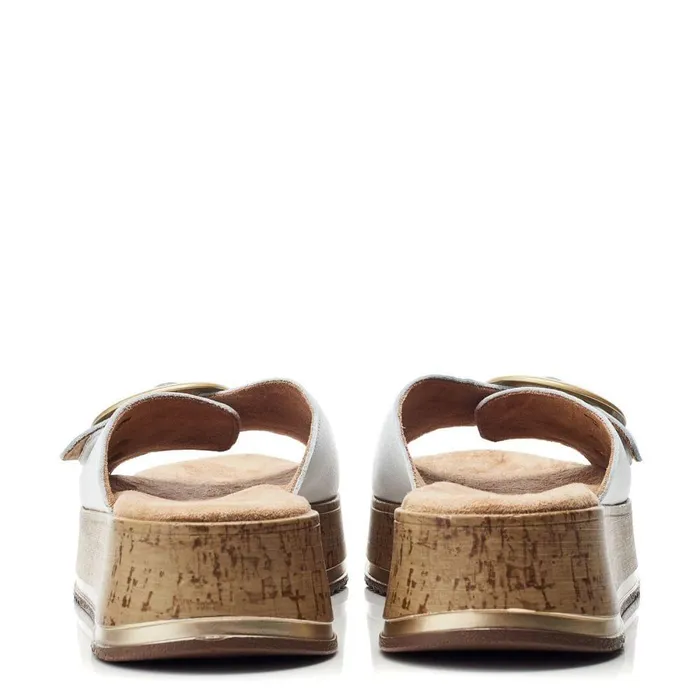 Women Moda In Pelle Flatform Sandals Niina White Leather