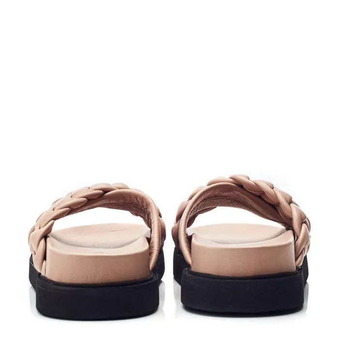 Women Moda In Pelle Flatform Sandals Shoon Sh Aimee Taupe Leather
