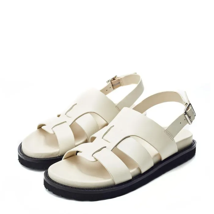 Women Moda In Pelle Flatform Sandals Shoon Sh Lonnie Off White Leather