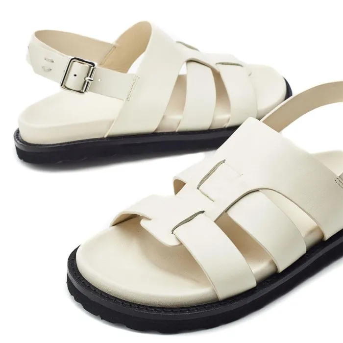 Women Moda In Pelle Flatform Sandals Shoon Sh Lonnie Off White Leather