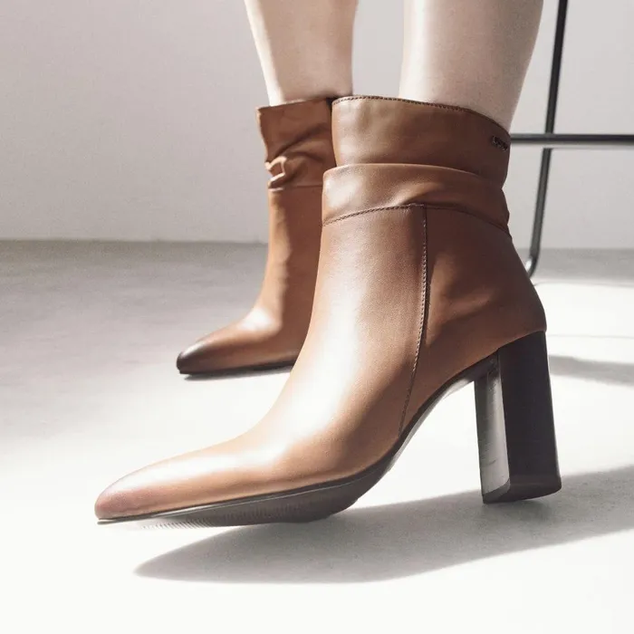 Women Moda In Pelle Heeled And Wedge Boots Bsoleful BPromi Tan Leather