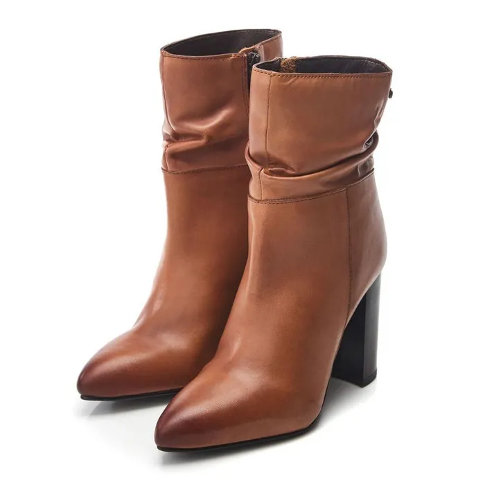 Women Moda In Pelle Heeled And Wedge Boots Bsoleful BPromi Tan Leather