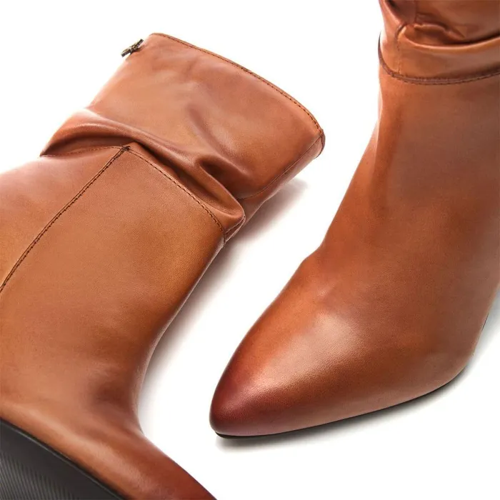 Women Moda In Pelle Heeled And Wedge Boots Bsoleful BPromi Tan Leather