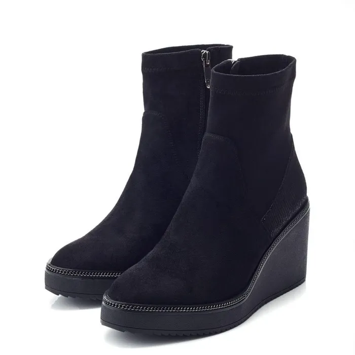 Women Moda In Pelle Heeled And Wedge Boots Kallie Black Alcantara