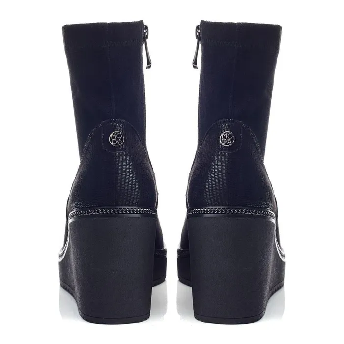 Women Moda In Pelle Heeled And Wedge Boots Kallie Black Alcantara