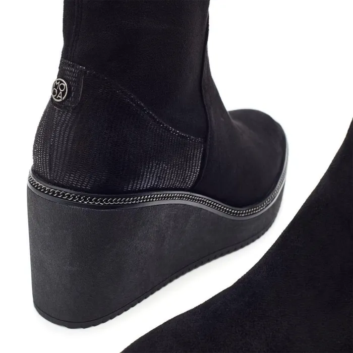 Women Moda In Pelle Heeled And Wedge Boots Kallie Black Alcantara