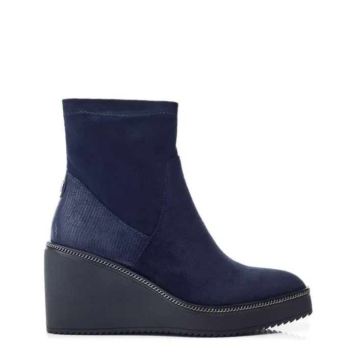Women Moda In Pelle Heeled And Wedge Boots Kallie Navy Alcantara
