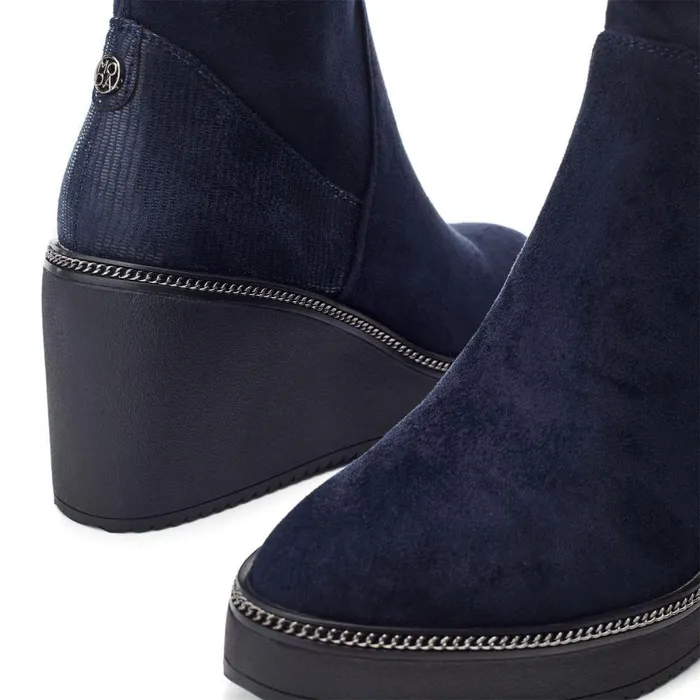 Women Moda In Pelle Heeled And Wedge Boots Kallie Navy Alcantara
