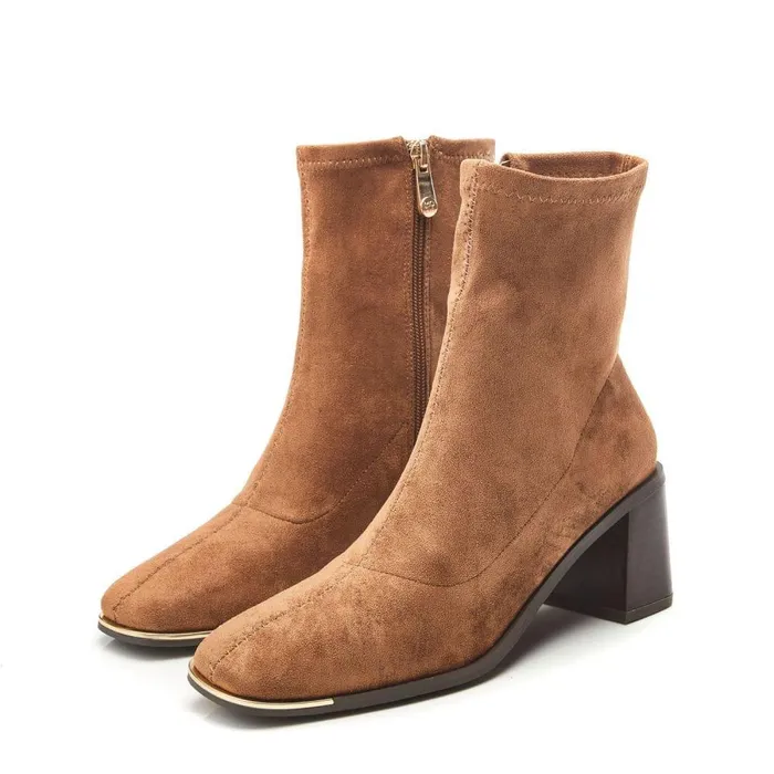 Women Moda In Pelle Heeled And Wedge Boots Loni Tan Alcantara