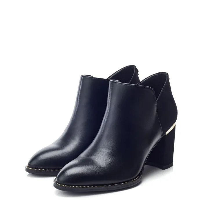 Women Moda In Pelle Heeled And Wedge Boots Madisonn Black Porvair