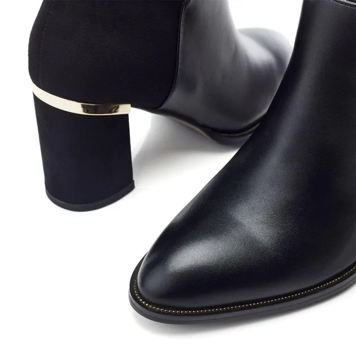 Women Moda In Pelle Heeled And Wedge Boots Madisonn Black Porvair
