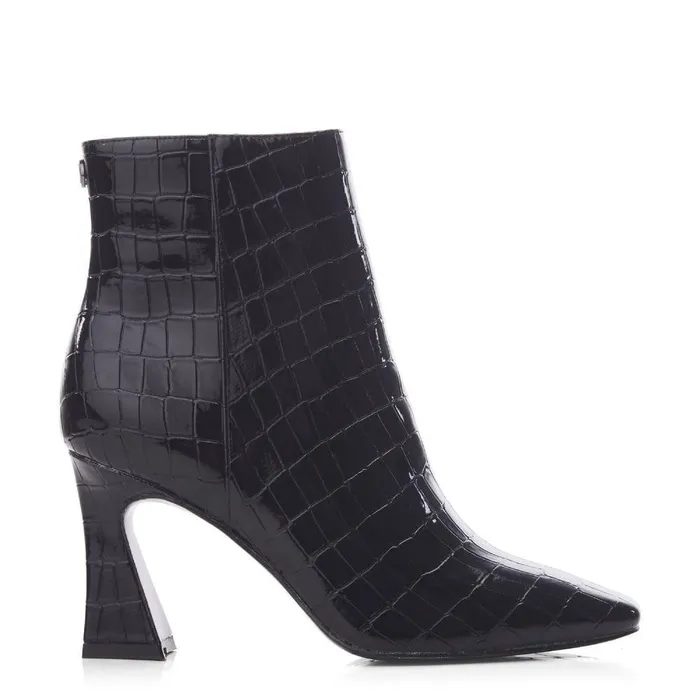 Women Moda In Pelle Heeled And Wedge Boots Milley Black Patent