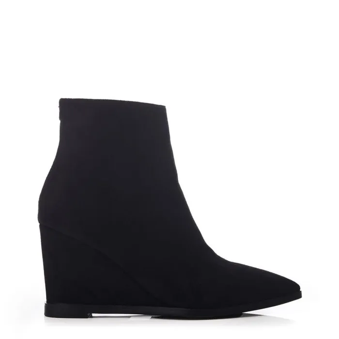 Women Moda In Pelle Heeled And Wedge Boots Nammie Black Alcantara