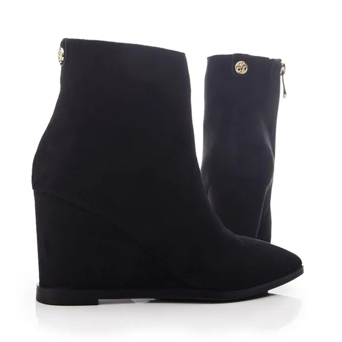 Women Moda In Pelle Heeled And Wedge Boots Nammie Black Alcantara