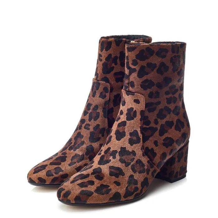 Women Moda In Pelle Heeled And Wedge Boots Otto Leopard Suede