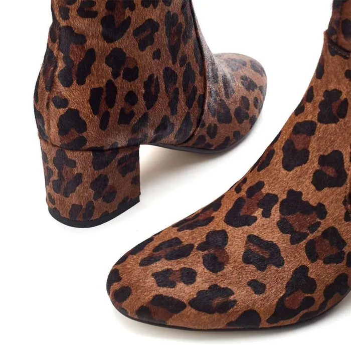 Women Moda In Pelle Heeled And Wedge Boots Otto Leopard Suede