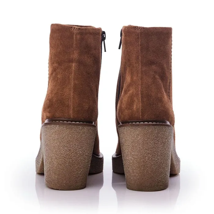 Women Moda In Pelle Heeled And Wedge Boots Shoon Sh Casero Tan Suede
