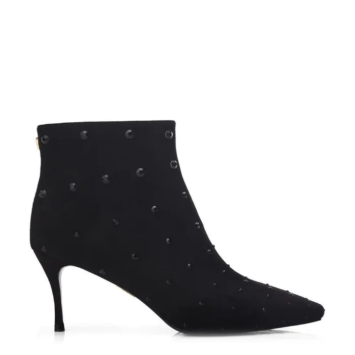Women Moda In Pelle Heeled And Wedge Boots Wenoa Jet Black Alcantara