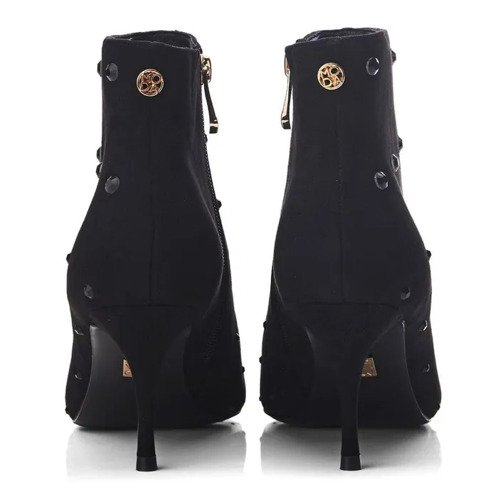 Women Moda In Pelle Heeled And Wedge Boots Wenoa Jet Black Alcantara