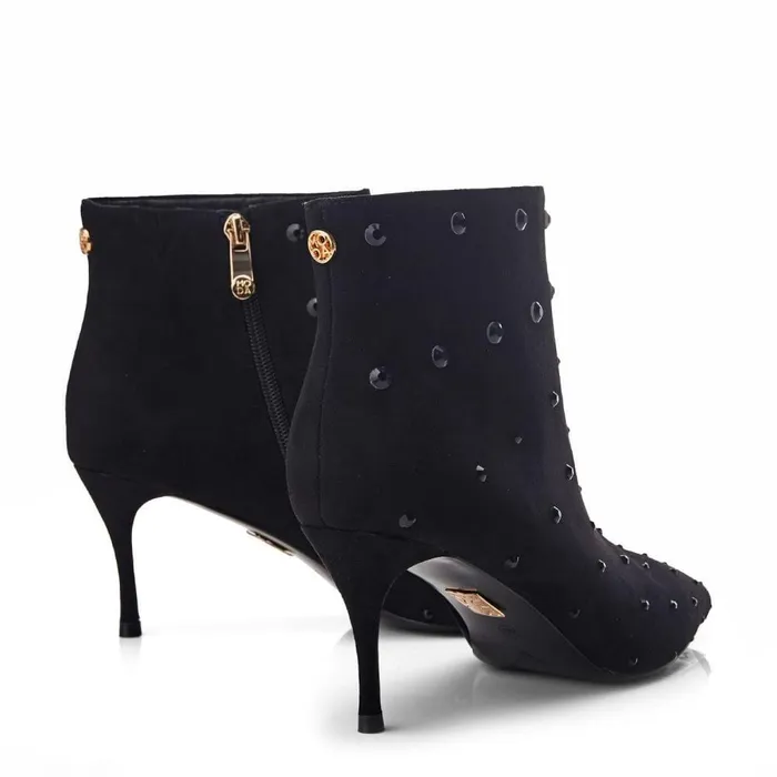 Women Moda In Pelle Heeled And Wedge Boots Wenoa Jet Black Alcantara