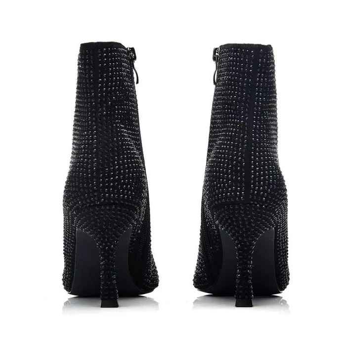 Women Moda In Pelle Heeled And Wedge Boots Zalea Black Textile