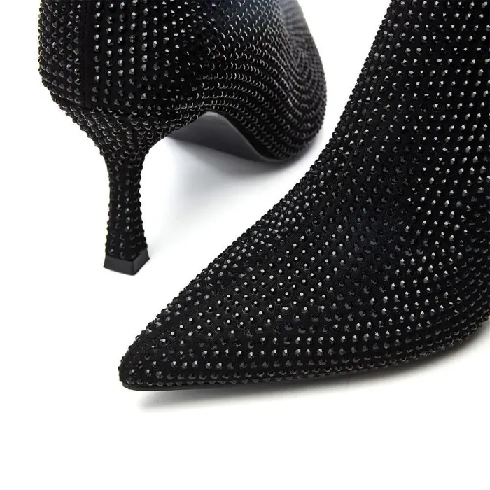 Women Moda In Pelle Heeled And Wedge Boots Zalea Black Textile