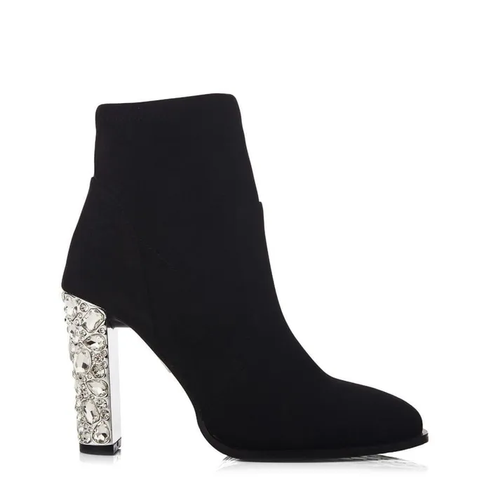 Women Moda In Pelle Heeled And Wedge Boots Zamina Black Alcantara