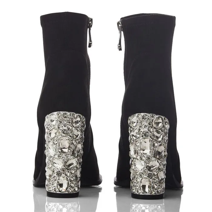 Women Moda In Pelle Heeled And Wedge Boots Zamina Black Alcantara
